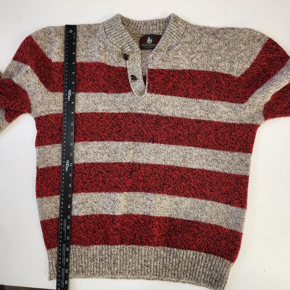 High Sierra Vintage Wool Pullover Sweater Mens Size L Oatmeal Red Striped - Picture 7 of 9